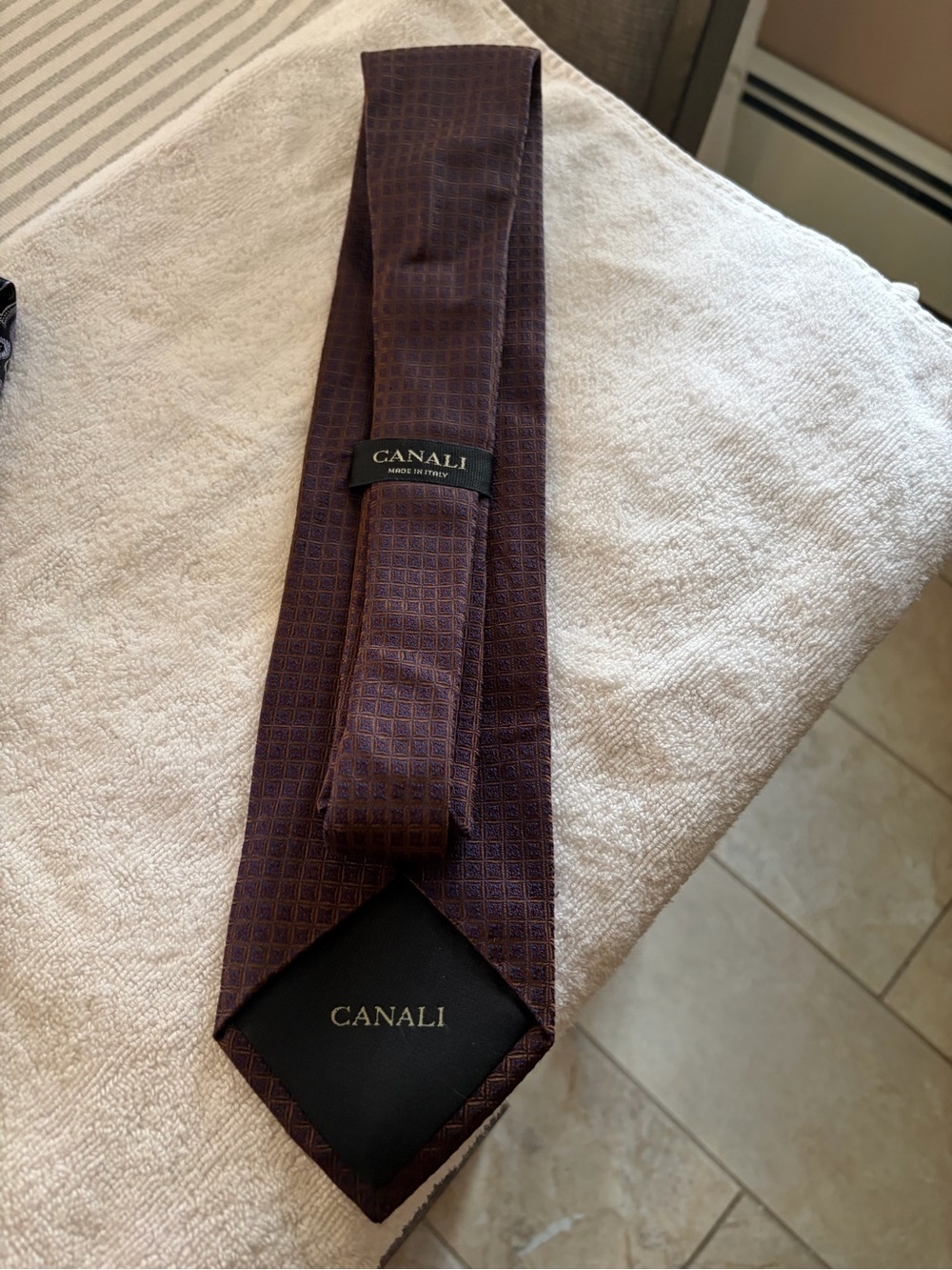 Canali Men's Brown Geometric Silk Tie